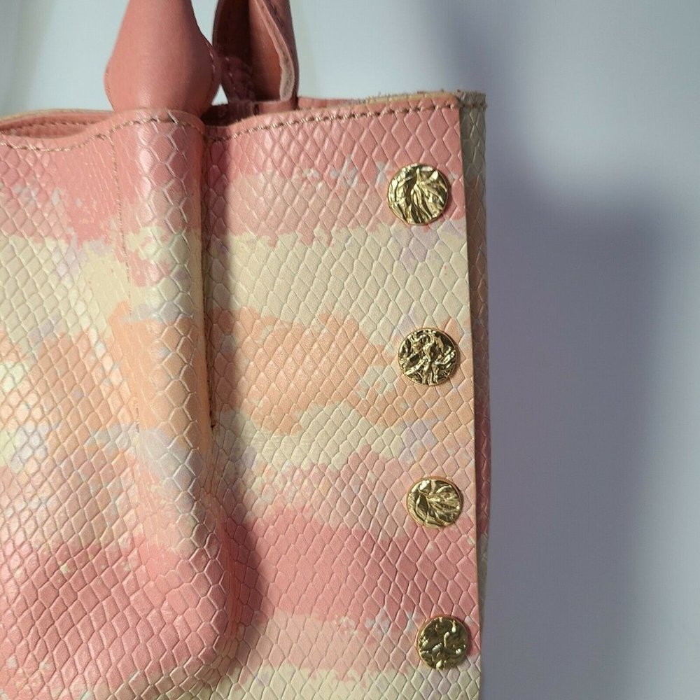 Hammitt Oliver Medium Tote Pink Himalayan Snake Hobo Leather Bag 10W"x13H" new - Picture 2 of 12